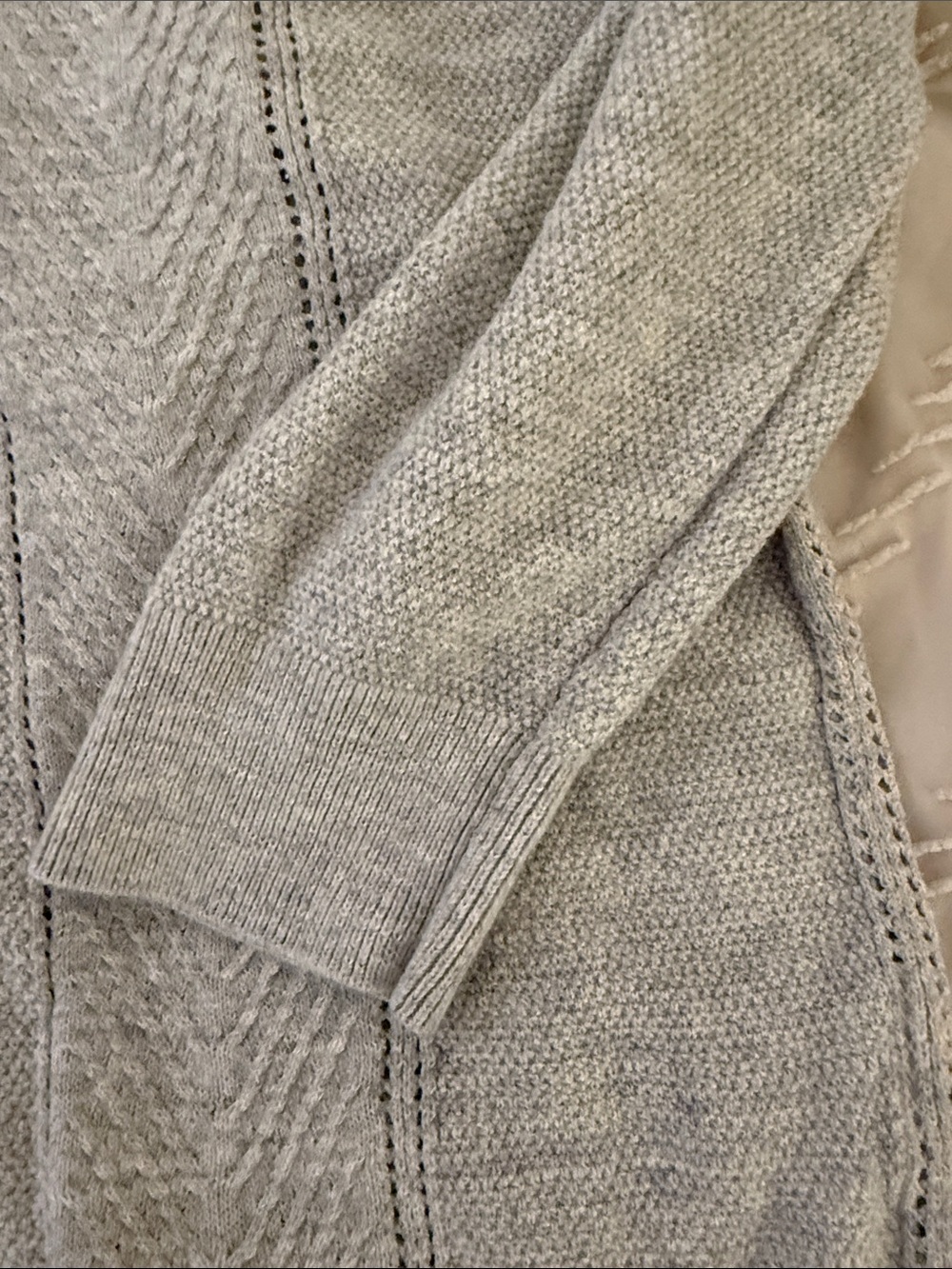 Banana Republic Heather Gray Textured Crewneck 3/4 Sleeve Sweater - Picture 4 of 5